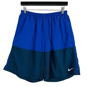 Nike Dri Fit Basketball Shorts Long Athletic Black Blue - L